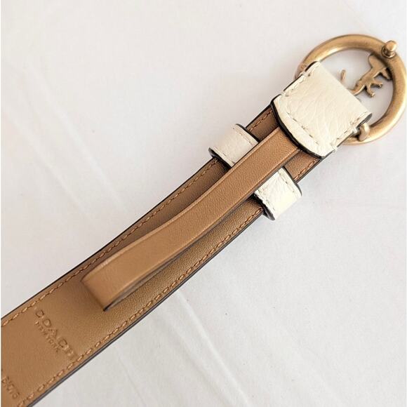Coach Horse Carriage Belt Womens S F78181 Leather Logo Buckle Off-White